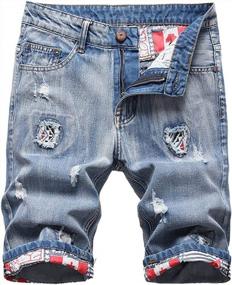 img 4 attached to Vintage Cotton Men'S Denim Shorts - Classic Fit Casual Jeans For Summer