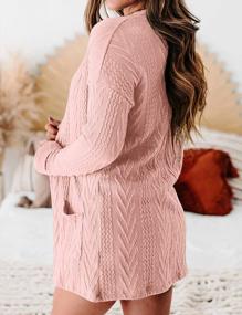 img 2 attached to Women'S Lightweight Cable Knit Cardigan With Pockets - MEROKEETY Casual Long Sleeve Open Front Solid Color