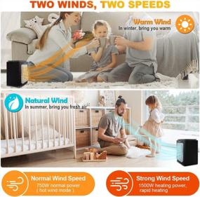 img 3 attached to 1500W Portable Space Heater With Adjustable Wind, Timer Thermostat & Overheat Protection - Quiet For Home Office Use