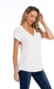 img 2 attached to Fronage Women'S Summer Loose Fitting Tops Zip Up Deep V Neck Short Sleeve Tunics Casual T Shirts Blouse
