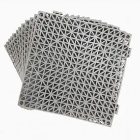 img 4 attached to Gray 11.5" X 11.5" Interlocking Cushion Floor Tile Mats - 12 Pack Modular For Pool Patio Balcony Yard Pet Area Washer Pad