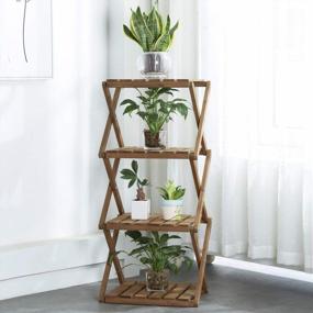 img 4 attached to Sunnyglade 4-Tier Foldable Flower Rack: A Versatile Plant Stand For Your Garden, Patio, Or Bedroom