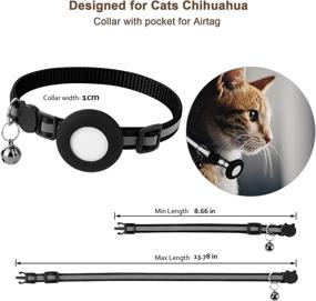 img 3 attached to 🔔 Airtag Cat Collar with Bell and Safety Buckle, 3/8" Reflective Width, Waterproof Airtag Holder, Compatible with Apple Airtag for Cats, Dogs, Kittens, Puppies - Black