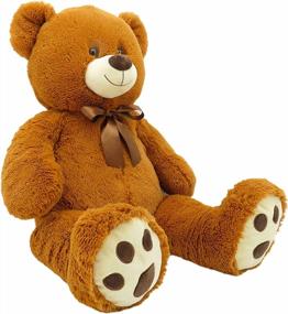 img 3 attached to Giant Light Brown Teddy Bear Plush - 36 Inches, Classic Stuffed Animal For Kids And Adults