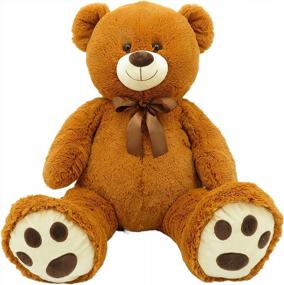 img 4 attached to Giant Light Brown Teddy Bear Plush - 36 Inches, Classic Stuffed Animal For Kids And Adults