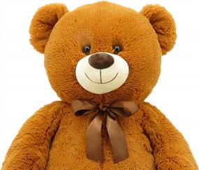 img 2 attached to Giant Light Brown Teddy Bear Plush - 36 Inches, Classic Stuffed Animal For Kids And Adults