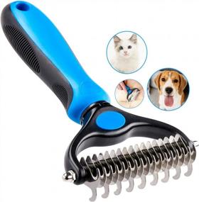 img 4 attached to ItPlus Dog Undercoat Rake, Cat Grooming Rake Shedding Brush 2 Sided Pet Grooming Tool Deshedding And Dematting Rake Brushes Comb For Pets Remove Undercoat Mats & Tangles