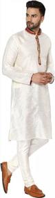 img 1 attached to SKAVIJ Men'S Tunic Art Silk Kurta Pajama Set Indian Ethnic Dress Suit