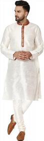 img 4 attached to SKAVIJ Men'S Tunic Art Silk Kurta Pajama Set Indian Ethnic Dress Suit