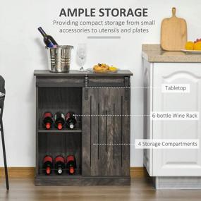 img 1 attached to Get Organized And Entertain In Style With HOMCOM'S Industrial Sideboard Storage Cabinet And Wine Rack In Grey