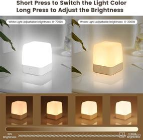 img 3 attached to Rechargeable Baby Night Light with Dual Warm and White Light - Dimmable LED Nursery Lamp for Kids Bedroom - Soft and Cute Bedside Night Light