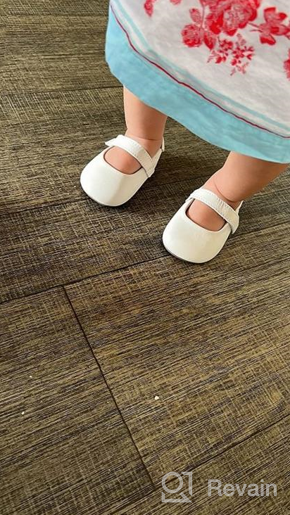 img 1 attached to 👧 Mowoii Brown Leather Princess Flats Pre-Walker Shoes for Girls review by Adrienne Gonzalez