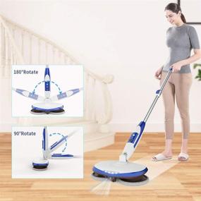 img 2 attached to GOBOT Cordless Electric Mop: Dual Spin Mopheads, Spray Water Tank, LED Headlight - Ideal for Hardwood & Tile Floors