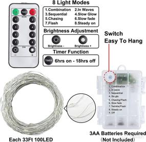 img 3 attached to 🌟 Enhance Your Space with 3 Pack Copper Wire String Lights - 300 LED, 99Ft, Remote Control, Waterproof, Battery Operated, 8 Modes - Perfect for Bedroom, Home, Indoor, Outdoor, Wedding, Party Decoration (Cool White)