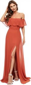 img 4 attached to Ever-Pretty Womens Off The Shoulder Ruffle Party Dresses Side Split Beach Maxi Dress 07679