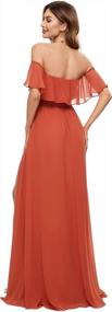 img 3 attached to Ever-Pretty Womens Off The Shoulder Ruffle Party Dresses Side Split Beach Maxi Dress 07679
