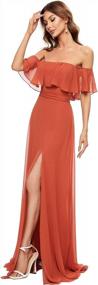 img 1 attached to Ever-Pretty Womens Off The Shoulder Ruffle Party Dresses Side Split Beach Maxi Dress 07679