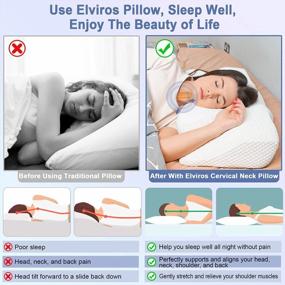 img 3 attached to Elviros Memory Foam Cervical Pillow, Ergonomic Contour Pillow For Neck And Shoulder Pain Relief, Orthopedic Sleeping Bed Pillows For Side Sleepers, Back And Stomach Sleepers (Dark Grey)