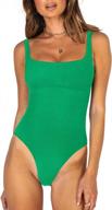reoria ribbed tank thong bodysuit top with underbust detailing - sexy square neck & sleeveless design for women logo