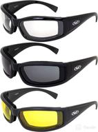 🕶️ stray cats motorcycle glasses sunglasses set of 3 - smoked, clear, yellow lens, anti fog coating, foam padded, uv400 - new arrival with $48.00 msrp! logo