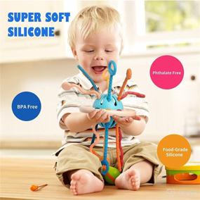 img 2 attached to Montessori Toys for 6-12 Month Old Babies, Sensory Toys for Toddlers, 12-18 Month Baby 👶 Toys, Food-Grade Silicone Pull String Toy for Sensory Development, Travel Toys for 1st Year Old Birthday Gift