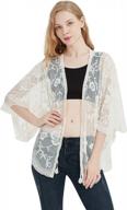 anna-kaci womens short embroidered lace kimono crop cardigan with half sleeves logo