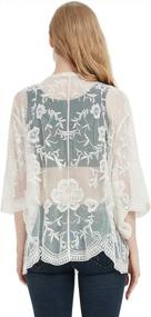 img 3 attached to Anna-Kaci Womens Short Embroidered Lace Kimono Crop Cardigan With Half Sleeves