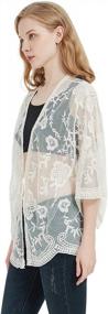 img 1 attached to Anna-Kaci Womens Short Embroidered Lace Kimono Crop Cardigan With Half Sleeves