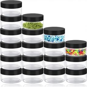 img 4 attached to Set Of 20 ZEJIA 1Oz Clear Plastic Jars With Black Lids - Ideal For Cosmetics, Lotions, Acrylic Powder, Beauty Products, And Slime - Round Travel Containers That Keep Your Essentials Secure