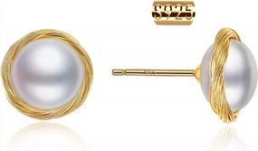 img 4 attached to Hypoallergenic Baroque Pearl Earrings: 925 Sterling Silver Dainty Drops With 18K Gold-Plating For Light & Elegant Look In Girls, Women, Mother, And Grandmother