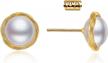 hypoallergenic baroque pearl earrings: 925 sterling silver dainty drops with 18k gold-plating for light & elegant look in girls, women, mother, and grandmother logo
