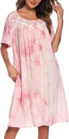 img 2 attached to Women'S Short Sleeve Button Down House Dress Robe Duster Coat Sleepwear, S-XXL