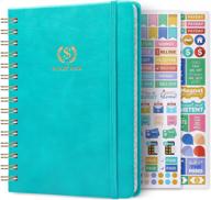 budget planner – 12 monthly expense tracker notebook, faux leather hardcover financial organizer, 6.1" x 8.25" budget book with pocket, 2 stickers, premium paper, undated bill organizer, account book logo