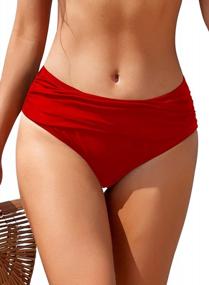 img 1 attached to Women'S Black Tummy Control Bikini Swim Bottoms Ruched SHEKINI Swimsuit