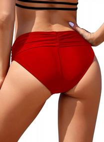img 3 attached to Women'S Black Tummy Control Bikini Swim Bottoms Ruched SHEKINI Swimsuit