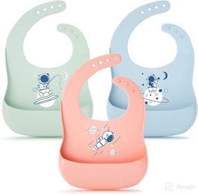 img 4 attached to 👶 Set of 3 Haysofy Silicone Bibs for Babies & Toddlers - Waterproof, Adjustable, Soft, Unisex & Non Messy