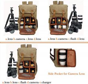 img 3 attached to Рюкзак цвета хаки для цифровой зеркальной фотокамеры, беззеркальной камеры и ноутбука: водонепроницаемая фотосумка для видеокамер