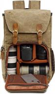 khaki camera backpack for dslr, mirrorless, and laptop: water resistant photography bag for video camcorders logo