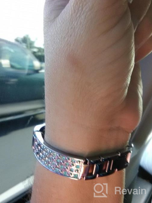 img 1 attached to Bayite Rhinestone-Encrusted Metal Bands For Fitbit Alta And Alta HR, Adjustable Jewelry Bangle Bracelet (Silver, Fits Wrist Sizes 5.5" To 7.2") review by Mike Wieneke