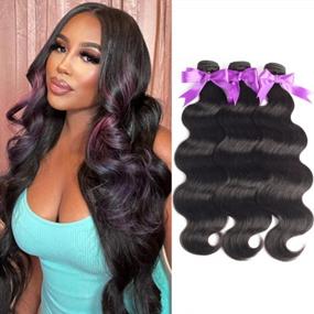 img 4 attached to ALLRUN Brazilian Human Hair Body Wave 3 Bundles(20 22 24)10A Hair Weave Human Hair Bundles 100% Unprocessed Body Wave Remy Human Hair Extensions