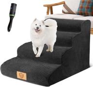 🐾 non-slip high density foam dog stairs with 4 tiers - extra wide, 20.4" high pet steps for high couch, sturdy dog ramp/ladder ideal for older/injured dogs and pets with joint pain - includes 1 pet hair remover roller logo