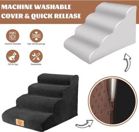 img 2 attached to 🐾 Non-Slip High Density Foam Dog Stairs with 4 Tiers - Extra Wide, 20.4" High Pet Steps for High Couch, Sturdy Dog Ramp/Ladder Ideal for Older/Injured Dogs and Pets with Joint Pain - Includes 1 Pet Hair Remover Roller