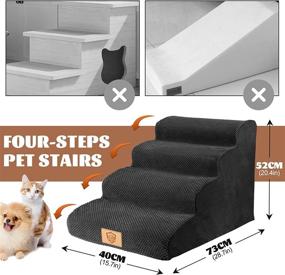 img 3 attached to 🐾 Non-Slip High Density Foam Dog Stairs with 4 Tiers - Extra Wide, 20.4" High Pet Steps for High Couch, Sturdy Dog Ramp/Ladder Ideal for Older/Injured Dogs and Pets with Joint Pain - Includes 1 Pet Hair Remover Roller