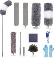 🧹 11-piece microfiber feather duster set with extendable 100" pole - washable, reusable and bendable dusters for cleaning ceiling fans, high ceilings, tvs, blinds, and cars logo