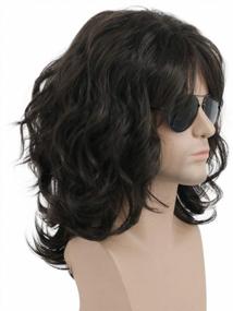 img 2 attached to Dark Brown Long Curly 70S 80S Rocker Wig For Men And Women - Perfect For Halloween And Anime Costumes By Karlery California!