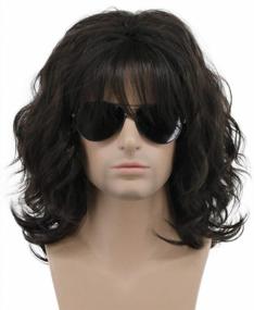 img 3 attached to Dark Brown Long Curly 70S 80S Rocker Wig For Men And Women - Perfect For Halloween And Anime Costumes By Karlery California!