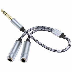 img 4 attached to JOLGOO 1/4 Splitter Adapter Cable: High-Quality 6.35Mm Stereo Plug To Dual 6.35Mm Jack, Perfect For Audio Y Splitting, 30Cm/12 Inches In Length