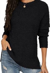 img 3 attached to Fashionable And Comfortable: GRECERELLE Women'S Fuzzy Knitted Sweater With Side Split Loose Casual Knit Pullover Sweater Blouse