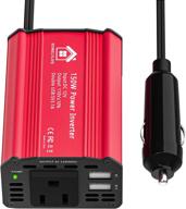 homelylife 150w car power inverter: convert dc12v to 110v ac outlet + dual usb charger - portable car adapter plug outlet logo