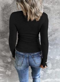 img 3 attached to Chic And Stylish: Acelitt'S Women'S Ribbed Long Sleeve Henley Shirt In Slim Fit